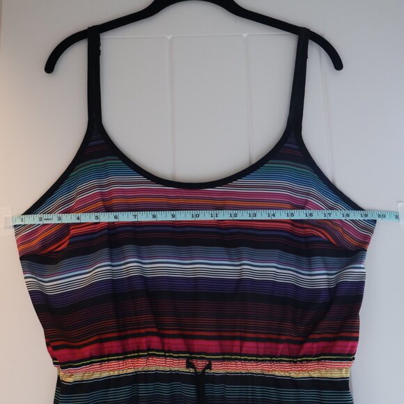 Athleta Havana Midi Rainbow Stripe Dress Womens L Festival Summer Travel - Picture 4 of 7